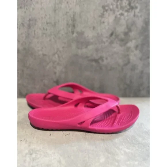 Crocs Kadee II Women Shoes Pink Sz 8 Toe Thong Comfort Slides Sandals - Picture 7 of 9